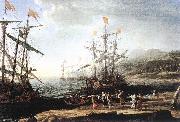 Claude Lorrain Marine with the Trojans Burning their Boats dfg Spain oil painting reproduction